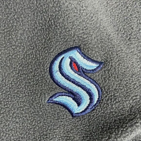 Seattle Kraken NHL Quarter-Zip Fleece Pullover Gray Blue Trim Size M 8/10 - Picture 5 of 11